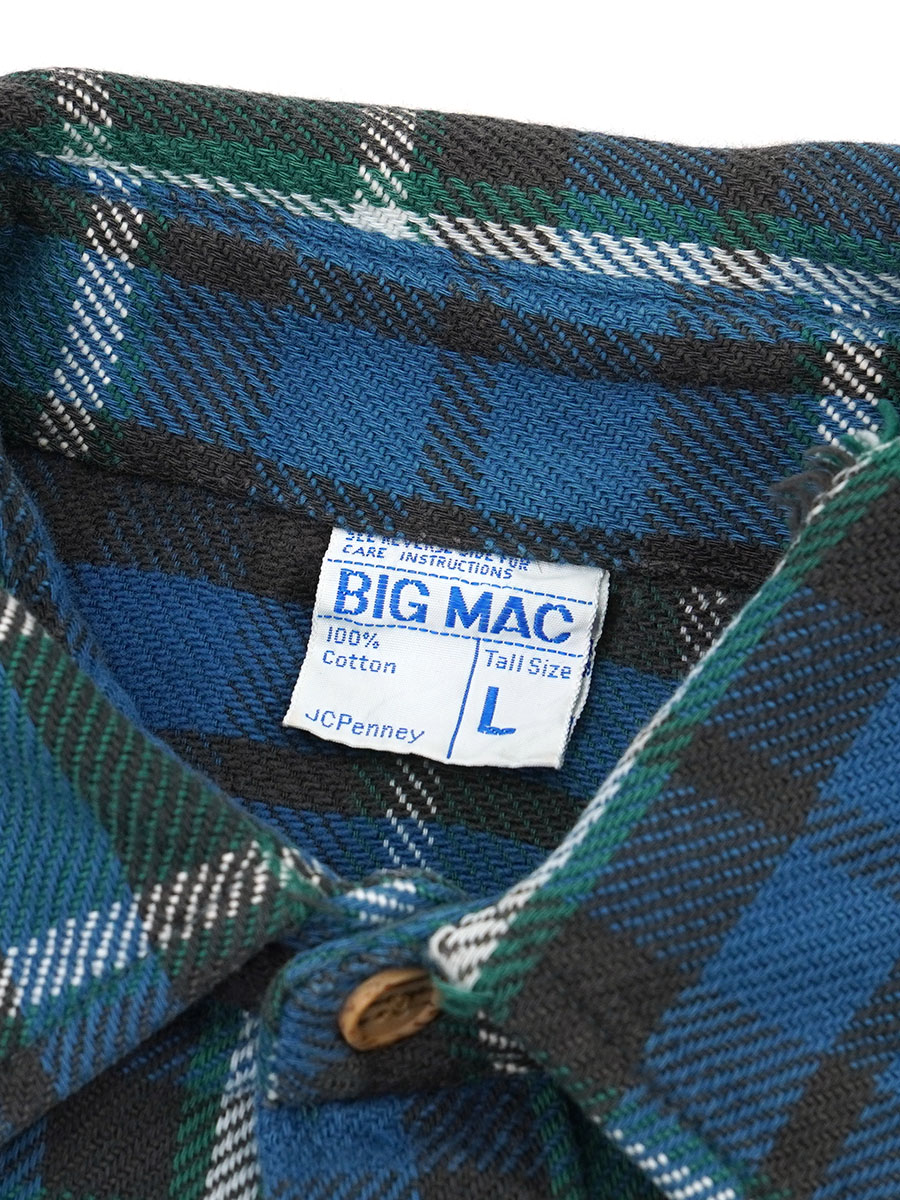 70's 単色タグ BIG MAC 好配色チェック フランネルシャツ 表記(L