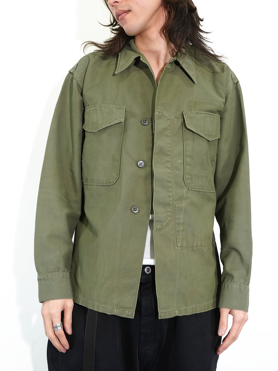 50's～ USMC P-58 ナイロン混 ユーティリティシャツ 実寸(34位) レア