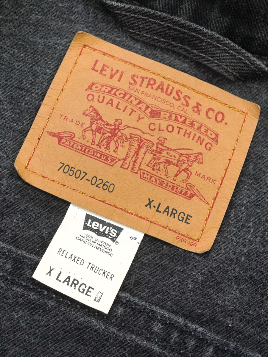 00'S LEVI'S 70507 BLACK DENIM JACKET (SIZE.XLARGE) MADE IN MEXICO