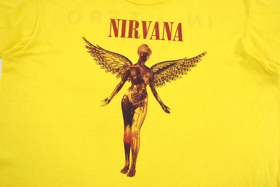 90's NIRVANA ''IN UTERO'' 両面プリント Tシャツ イエロー 実寸
