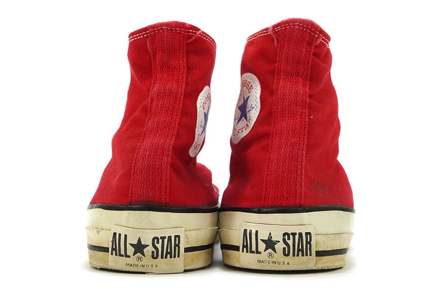 70's 80s コンバース　オールスター　赤　usa製 ビンテージ　当て布 1980年代USA製 あて布 コンバース オールスターHi 赤 US:7.5 converse