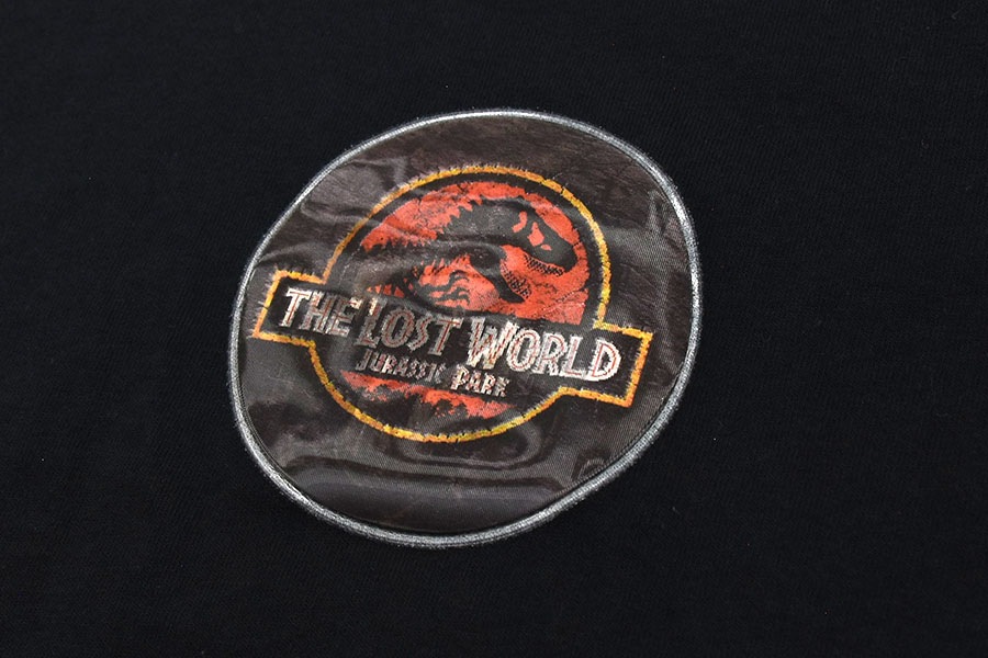 90's POST NO BILLS ''THE LOST WORLD JURASSIC PARK'' レンチキュラーシール 袖プリント Tシャツ 実寸(XL位)
