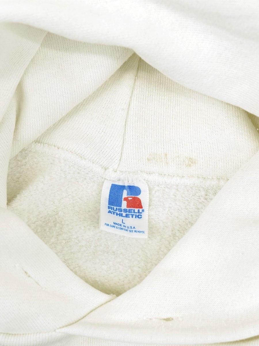80's RUSSELL ATHLETIC ''CRESPT BASKETBALL'' プリント パーカ ホワイト 表記(L) USA製