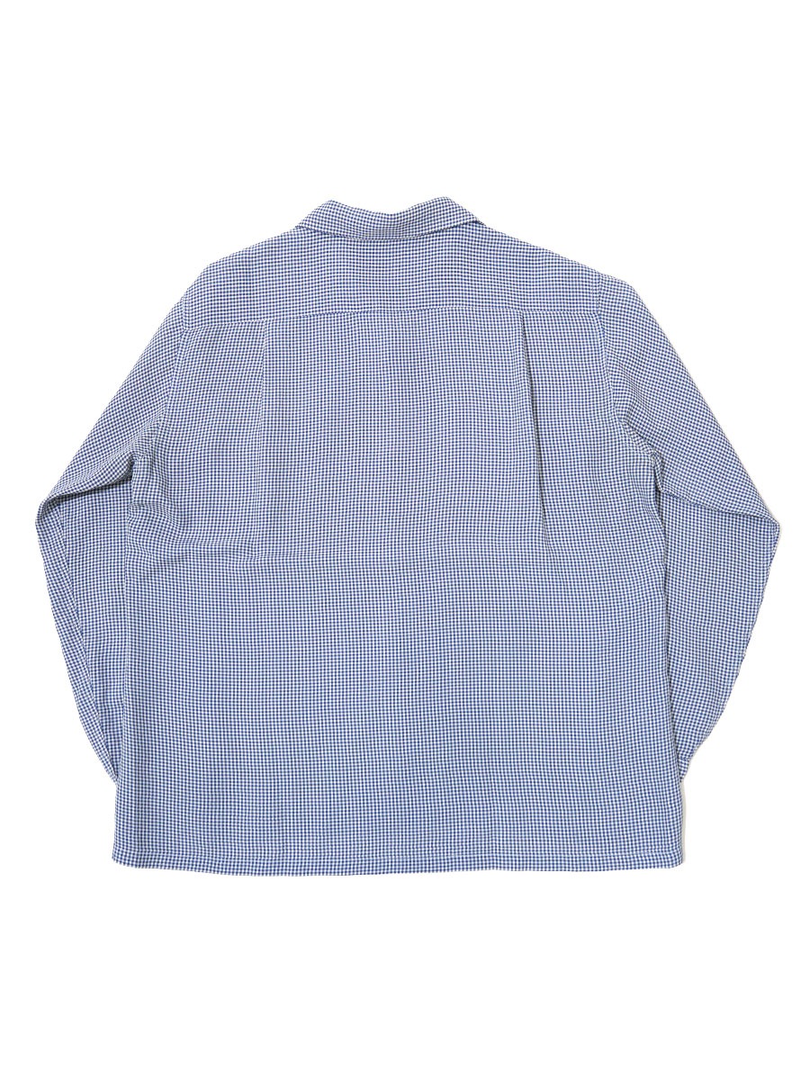 60'S HARPER CHECKERED L/S RAYON SHIRT BLUE/WHITE (SIZE.MEDIUM