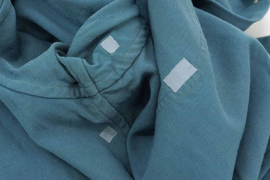 60's Forstmann 100％ VIRGIN WOOL ロングスリーブシャツ スチールブルー 実寸(L位)