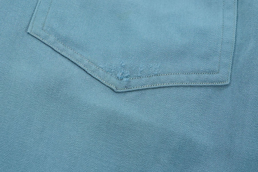 60's Forstmann 100％ VIRGIN WOOL ロングスリーブシャツ スチールブルー 実寸(L位)