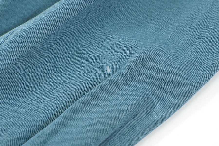 60's Forstmann 100％ VIRGIN WOOL ロングスリーブシャツ スチールブルー 実寸(L位)