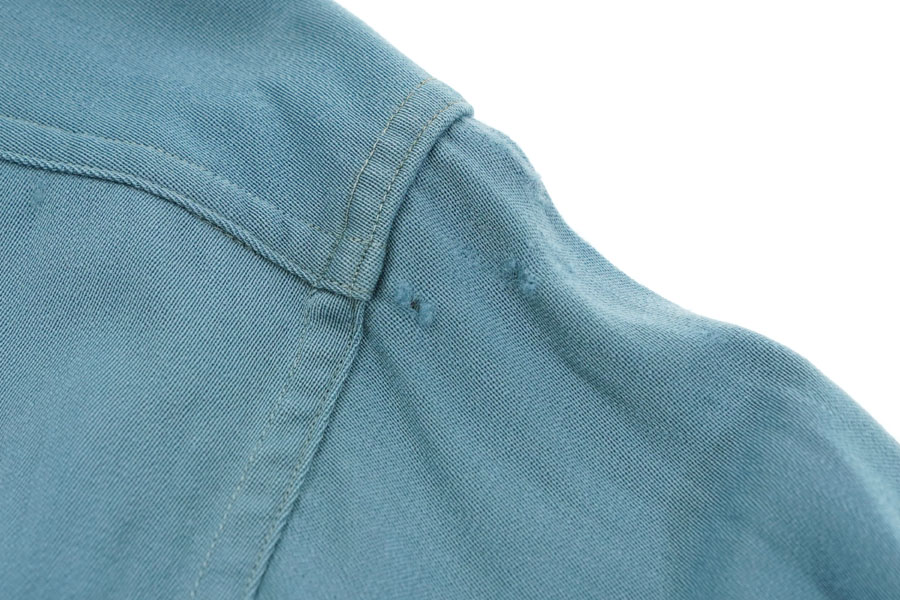 60's Forstmann 100％ VIRGIN WOOL ロングスリーブシャツ スチールブルー 実寸(L位)