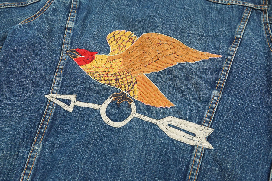 Levi's 70505 size40程度　ヒッピー刺繍 LEVI'S 70505 DENIM JACKET 70S 「濃紺、サイズ46、バック刺繍