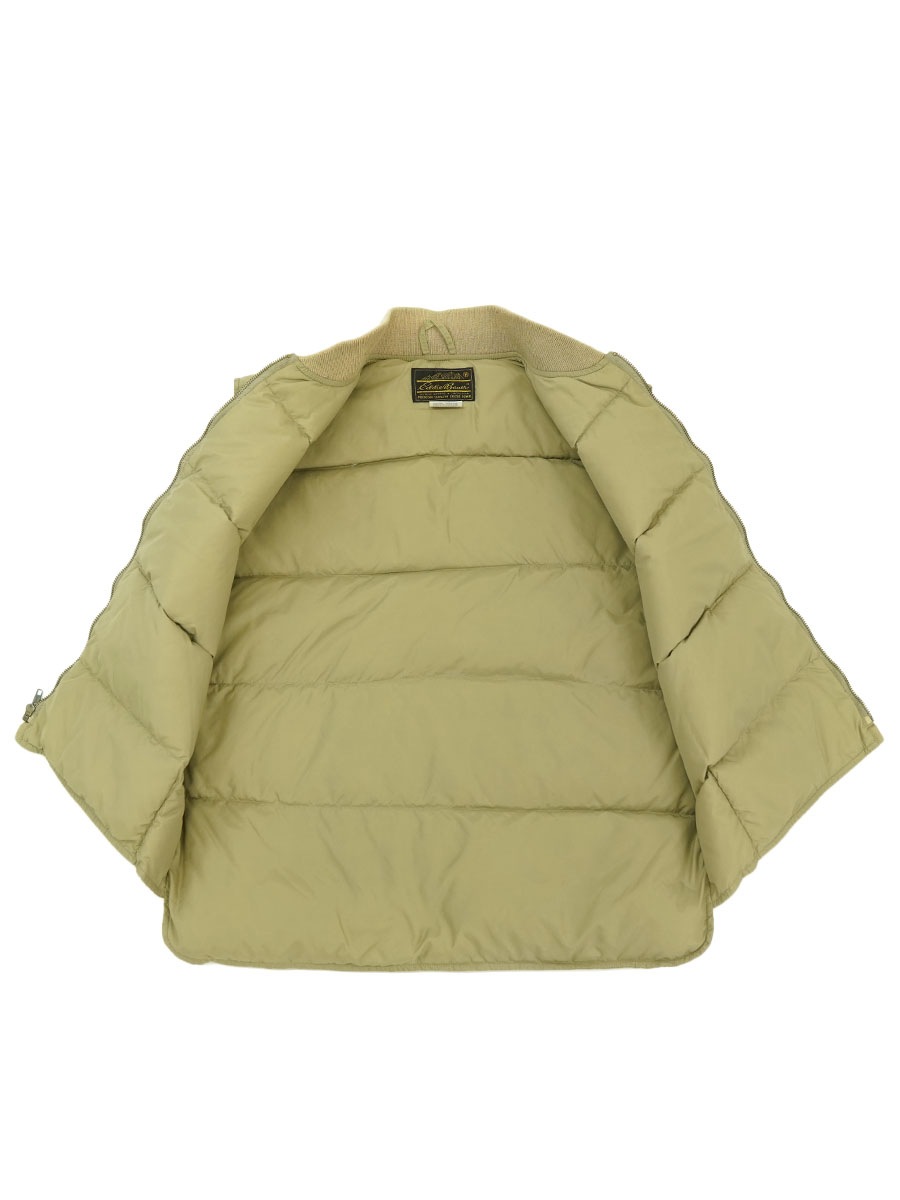 80's 黒タグ エディーバウアー ダウンベスト ベージュ 表記(L) USA製