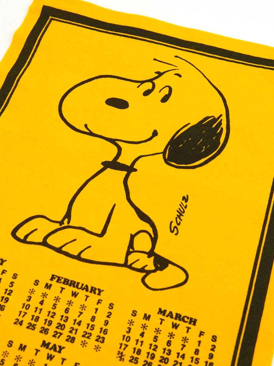 70's スヌーピー 1974カレンダー フェルトペナント イエロー DEAD