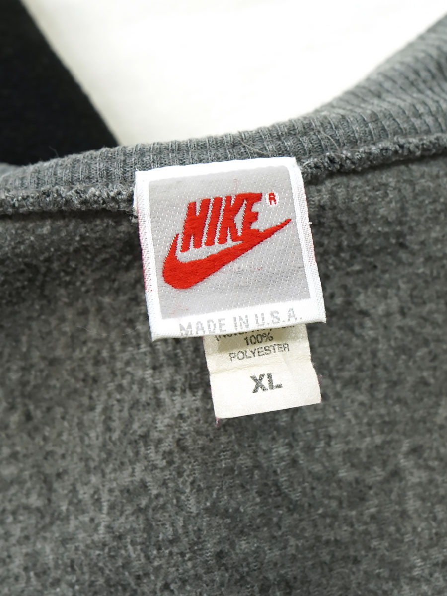 90's NIKE 灰×黒 フリース スタジアムJKT 表記(XL)