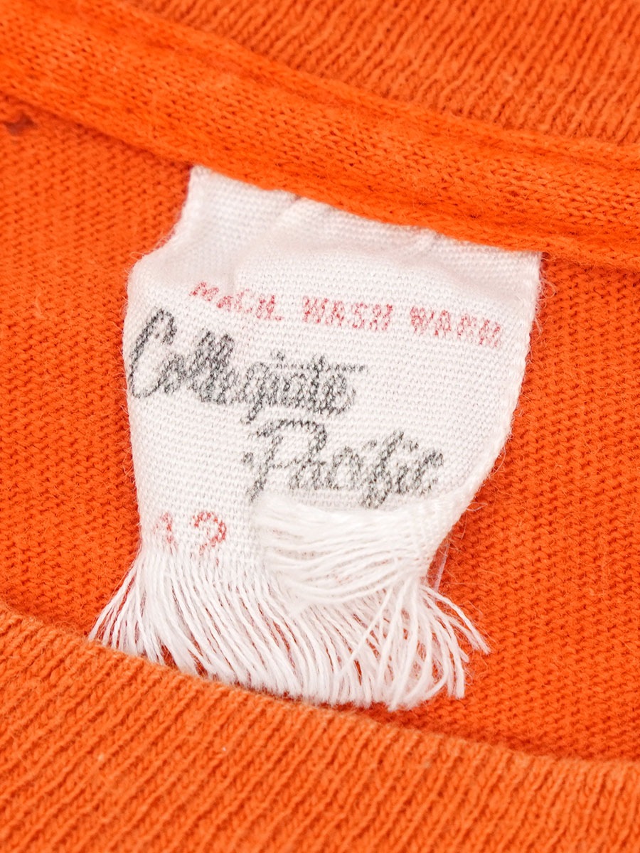 70's Collegiate Pacific ''CON SOLID ATED ORANGE'' プリント T