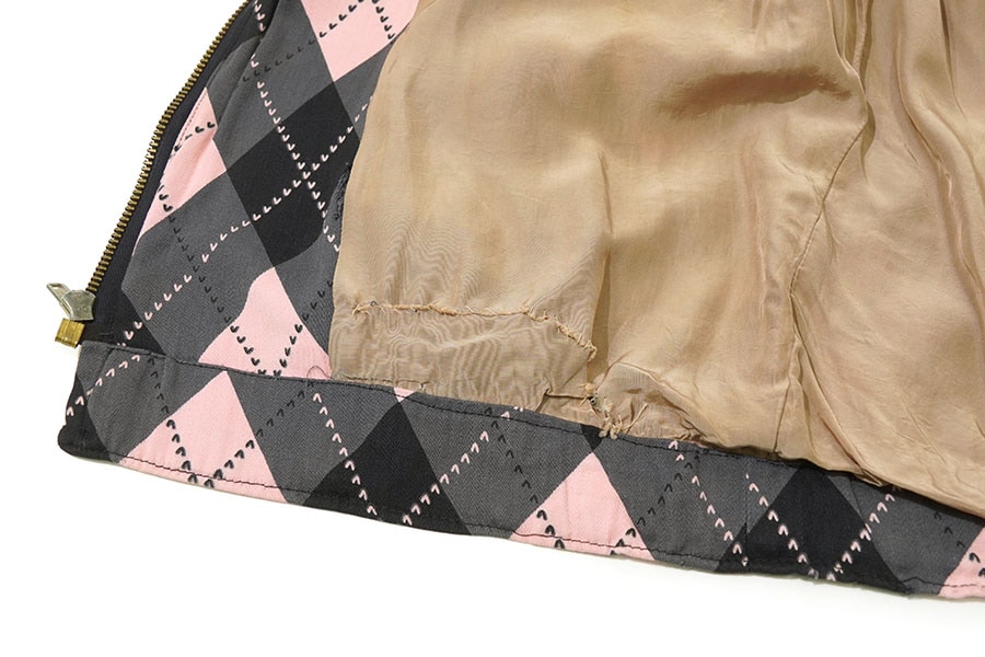 50's ACE Outerwear アーガイル柄 レーヨンギャバブルゾン ピンク！ 実寸(M位)
