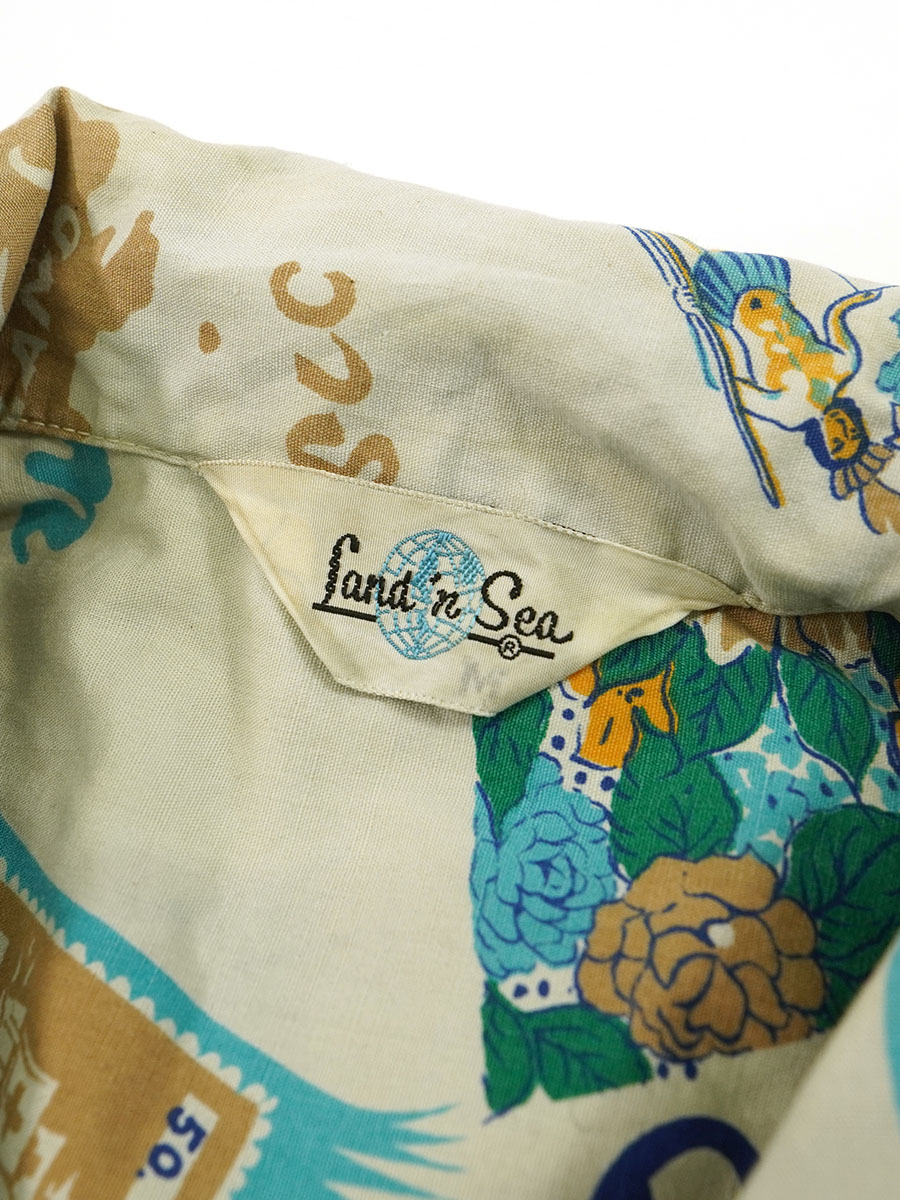 60's Land'n Sea ループカラー 総柄 ハワイアンシャツ 表記(M)