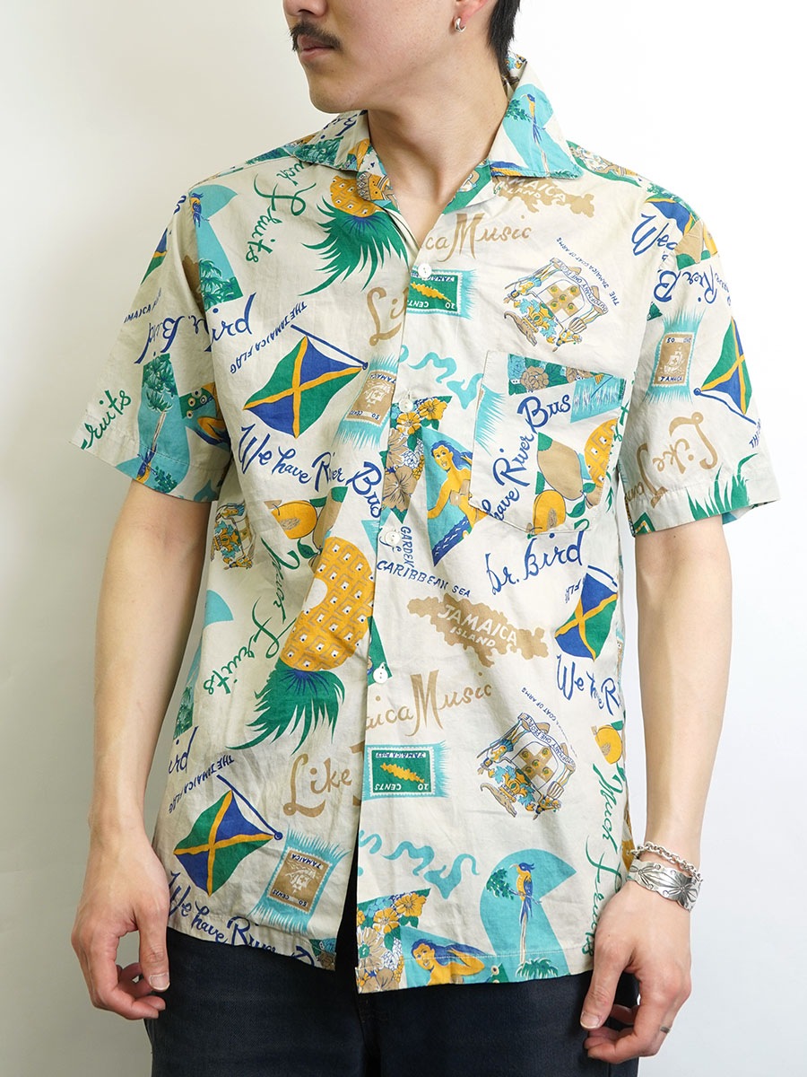 60's Land'n Sea ループカラー 総柄 ハワイアンシャツ 表記(M)