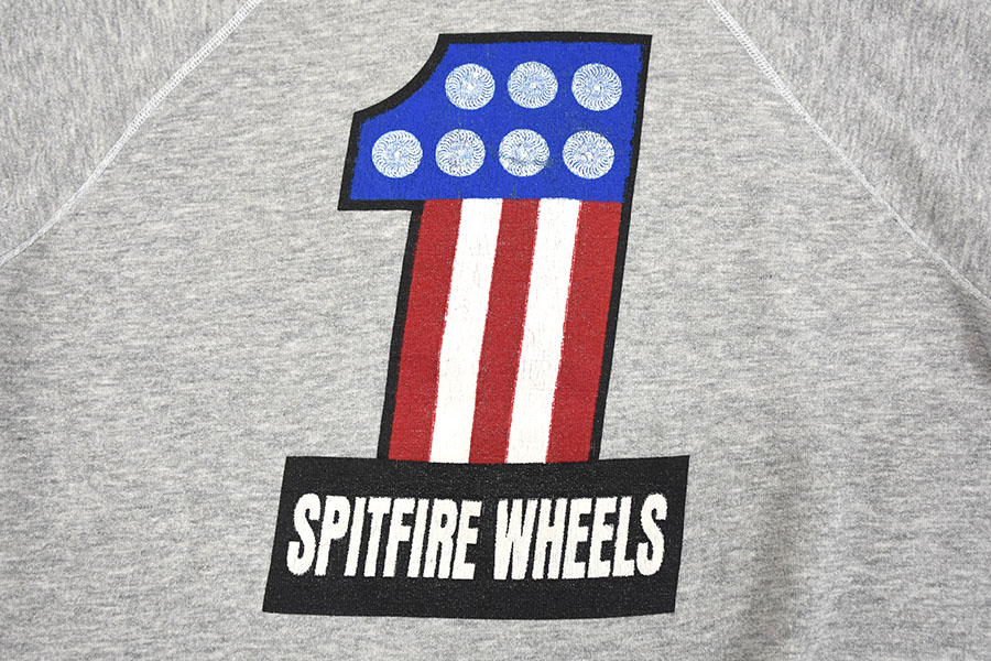 80's Hanes ''SPITFIRE WHEELS'' ラグランスウェット グレー 表記(XL)