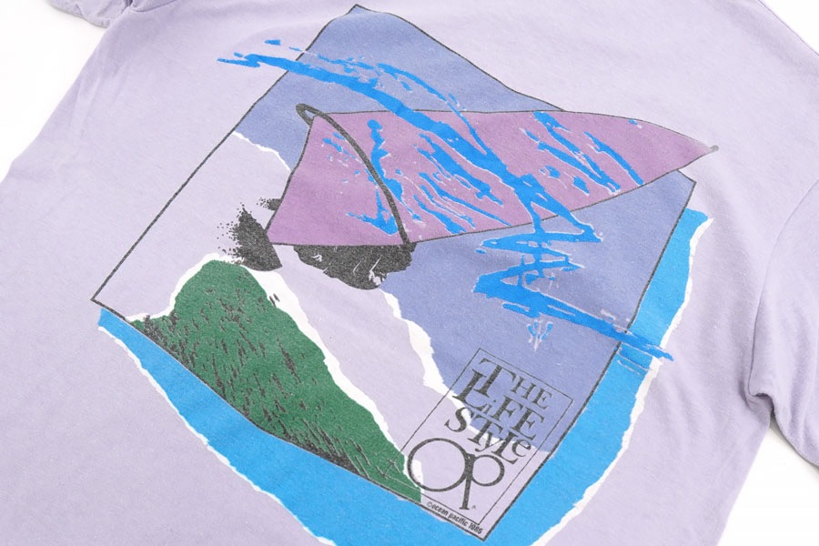 80'S OCEAN PACIFIC BOTH PRINT WIND-SURF SHIRT (SIZE. LARGE) MADE