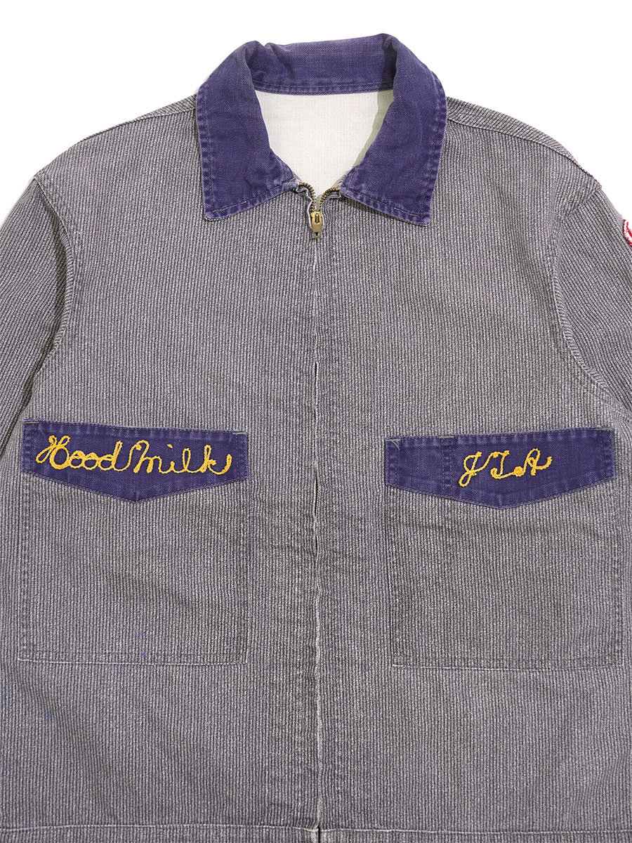 60s ワークジャケット 60's Α.Ε. Jewell & CO., INC. プリントストライプ&HBT F/Z ワーク