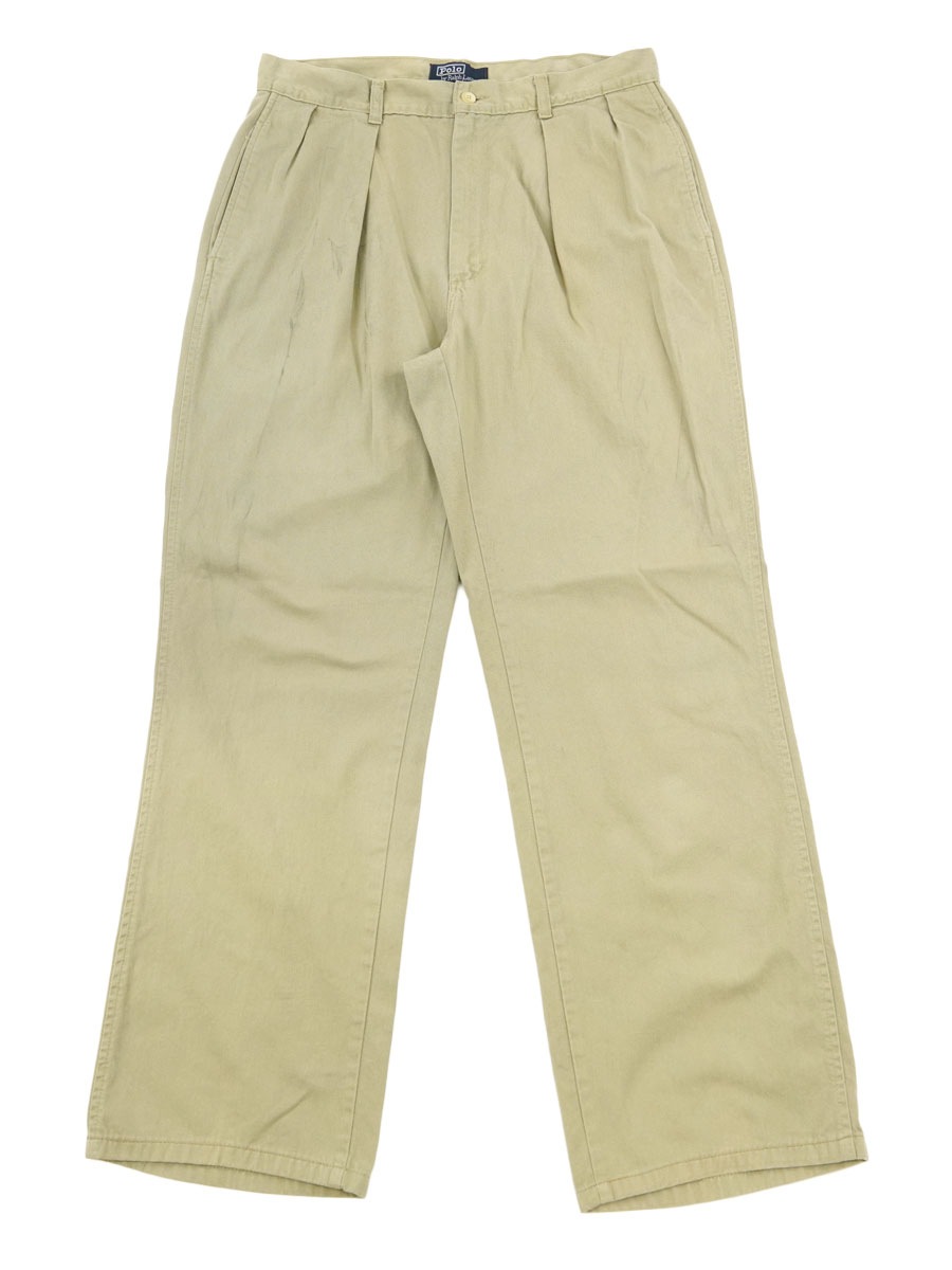ラルフローレン チノパン ベージュ W33 L32 ラルフローレン 2タック コットンチノパンツ ベージュ 実寸(W33 L32位