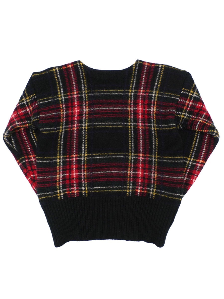 ラルフローレン 好配色チェック 100%WOOL ボートネック ニットセーター