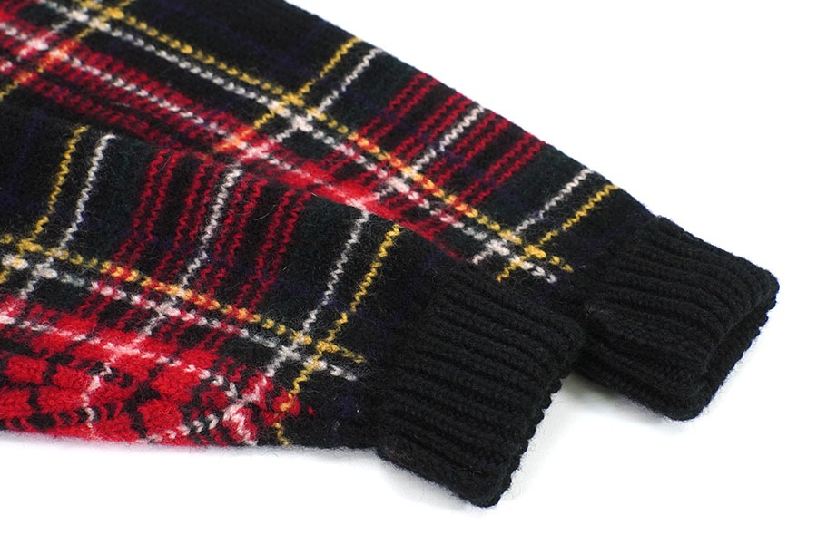 ラルフローレン 好配色チェック 100%WOOL ボートネック ニットセーター