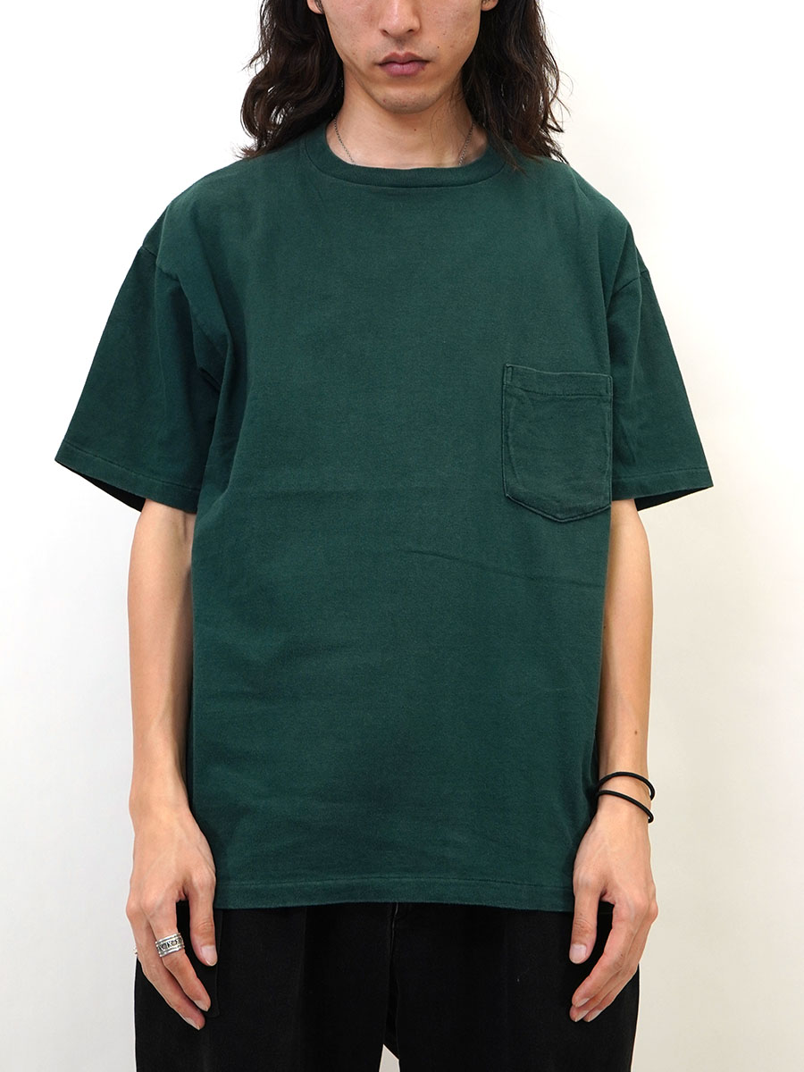 【関税込】 コットンマンツーマンTシャツ - ミリタリーグリーン OLD GAP 100%コットン ポケットTシャツ グリーン 表記(L) USA製