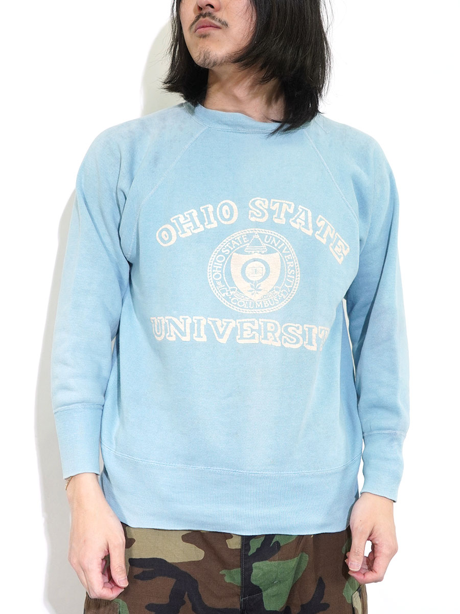 60's ''OHIO STATE UNIVERSITY'' 3段プリント ラグランスウェット
