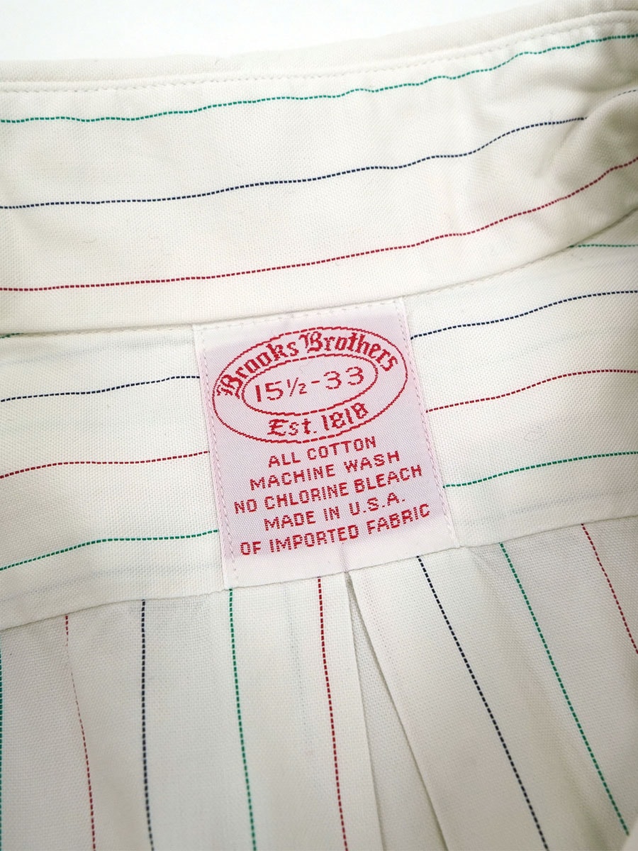 USA製 Brooks Brothers ストライプ柄 ボタンダウンシャツ 表記