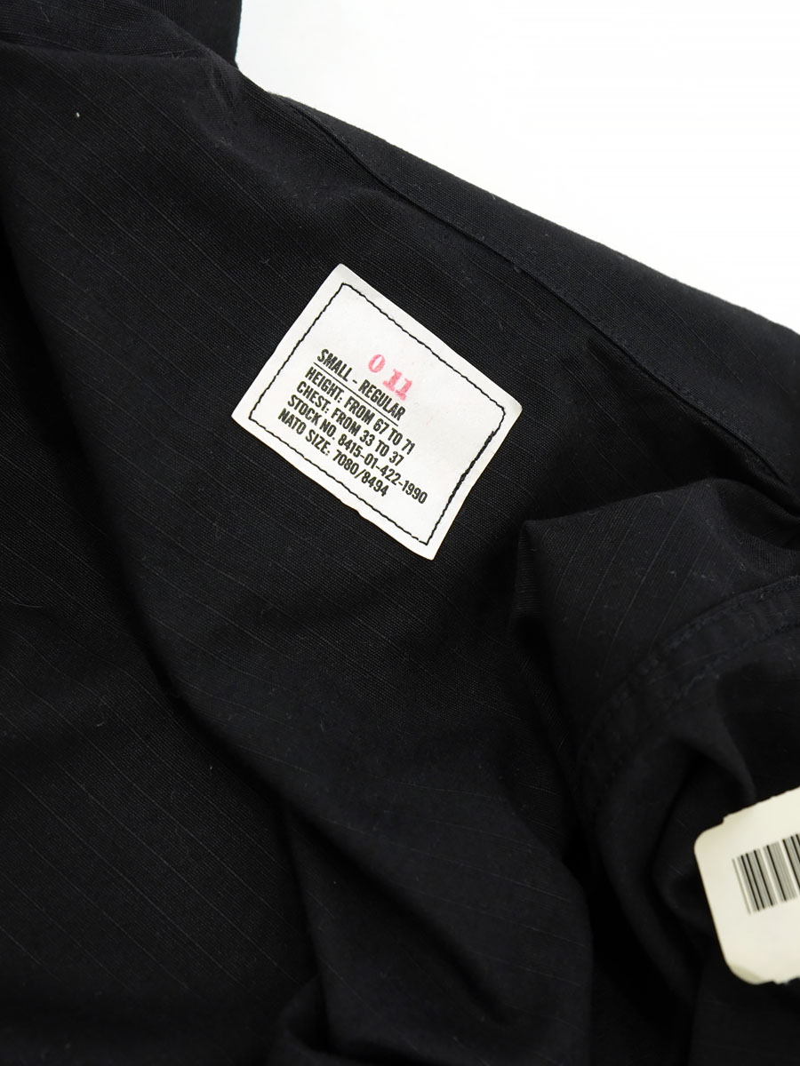 '97 US COAT HOTWEATHER BLACK 357 BDU JACKET (SIZE. SMALL REG) NOS