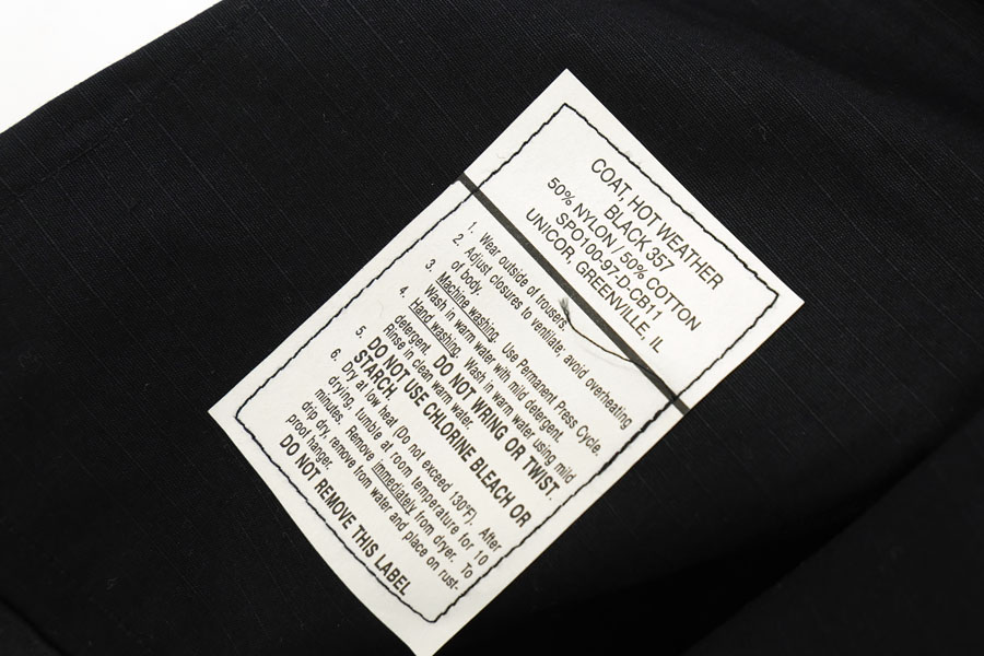 '97 US COAT HOTWEATHER BLACK 357 BDU JACKET (SIZE. SMALL REG) NOS