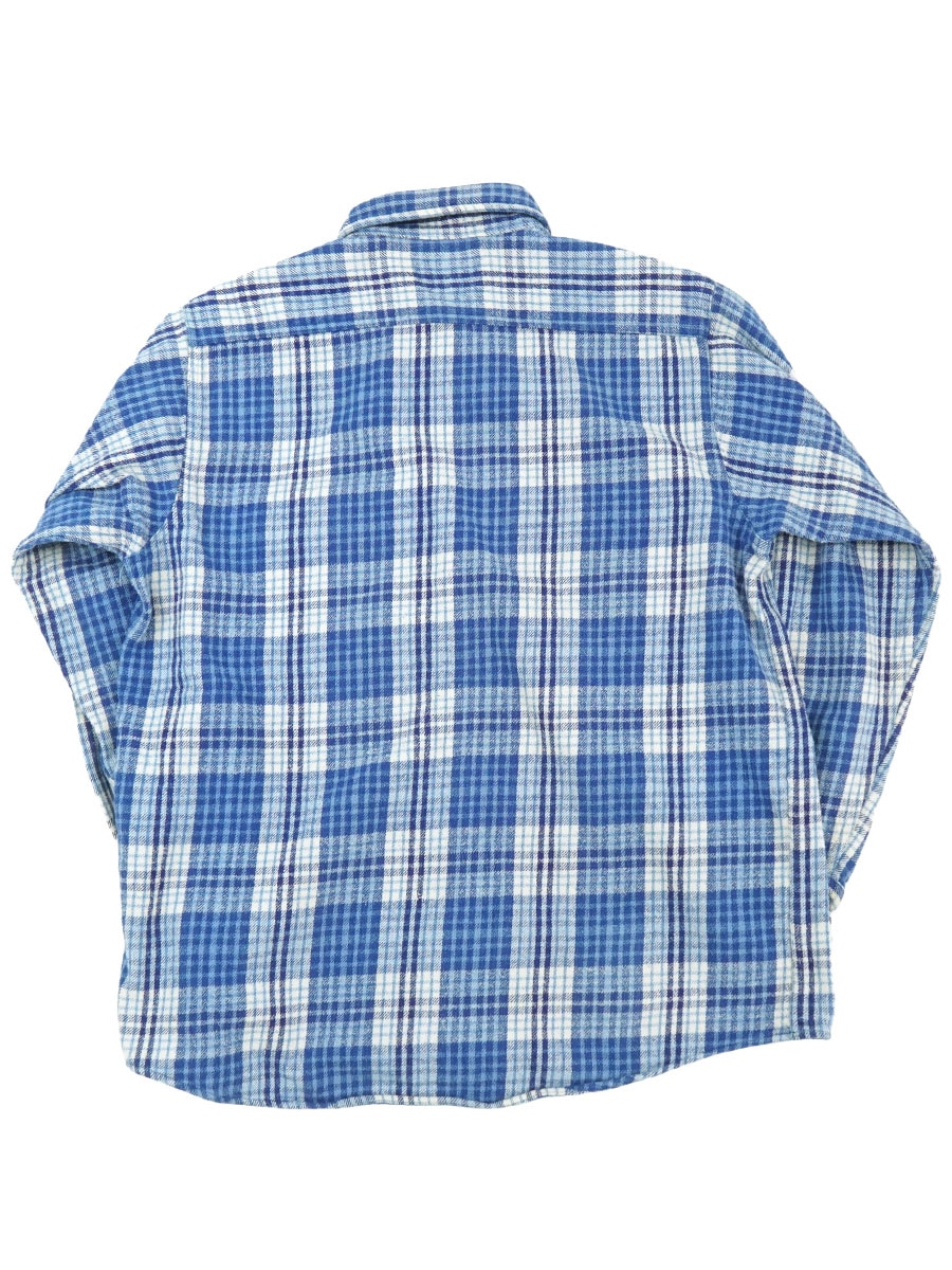 90's NORTH CREST 好配色チェック フランネルシャツ 青白 実寸(L位