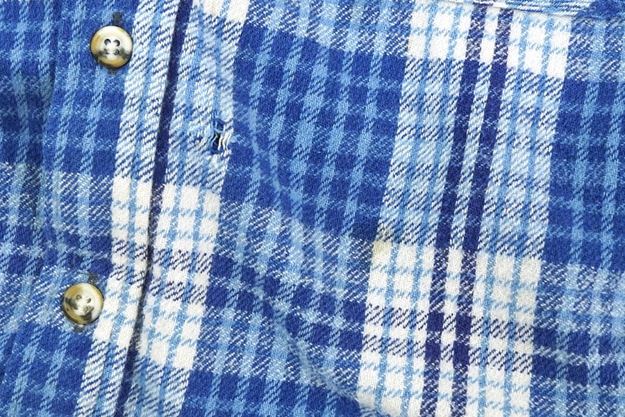 90's NORTH CREST 好配色チェック フランネルシャツ 青白 実寸(L位