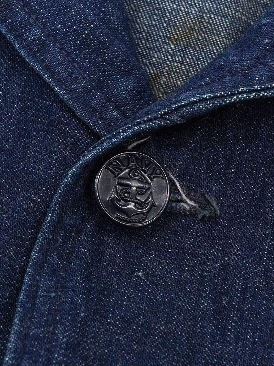 40's U.S.NAVY アンカーチェンジボタン ショールカラー デニム