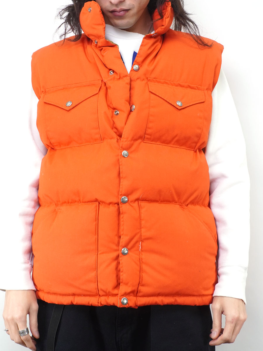 70's 茶タグ THE NORTH FACE ダウンベスト オレンジ 表記(XL) | NEW