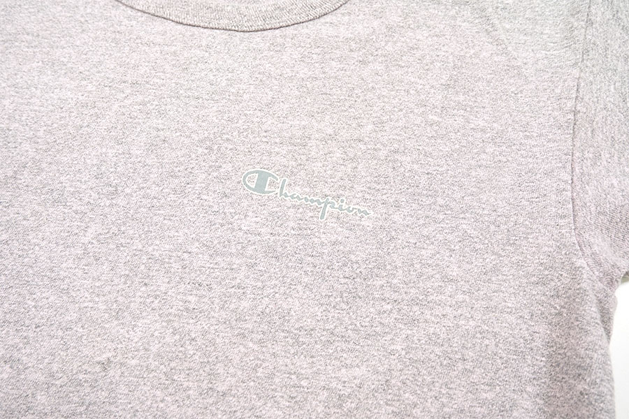 80's トリコタグ チャンピオン 杢ピンク スクリプトロゴ Tシャツ 表記(L) USA製