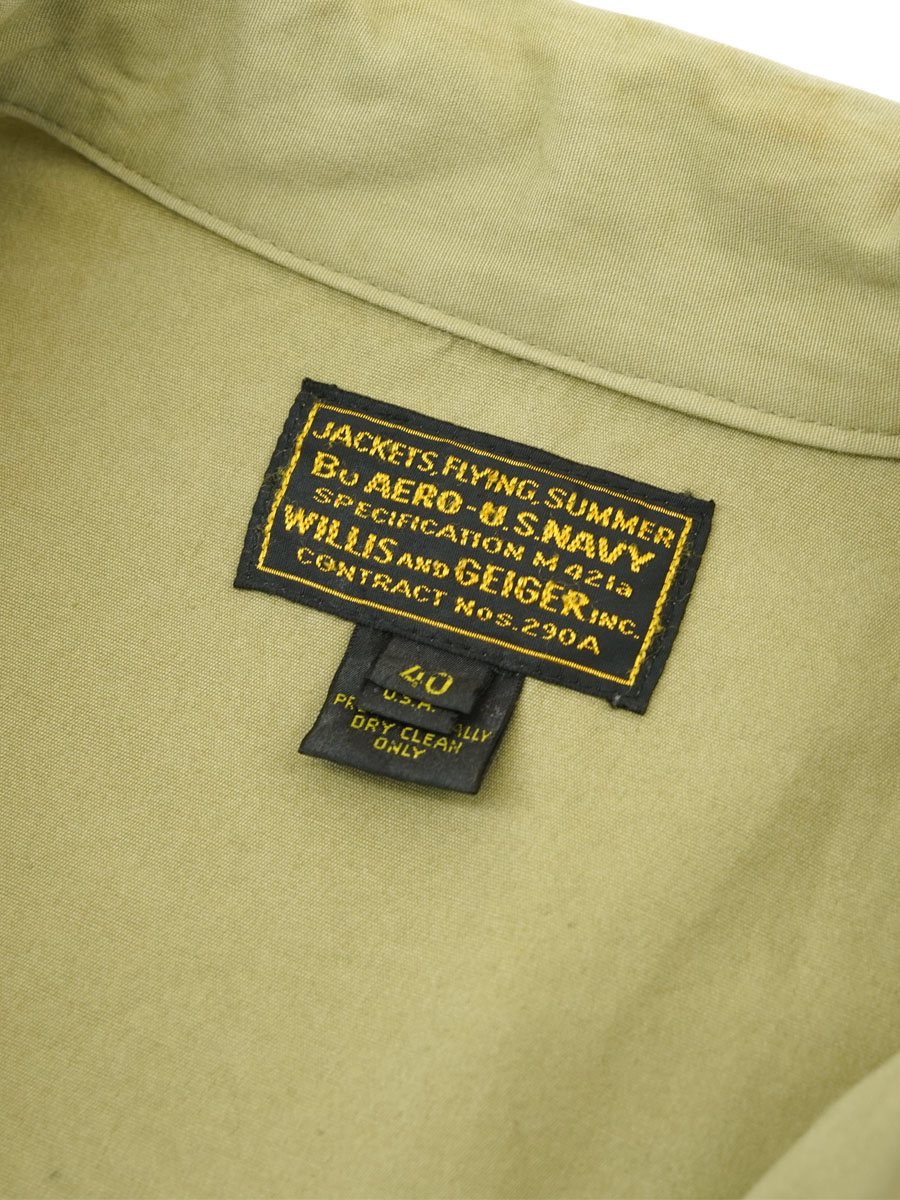 80's～ WILLIS & GEIGER M-421A サマーフライトジャケット タン 表記