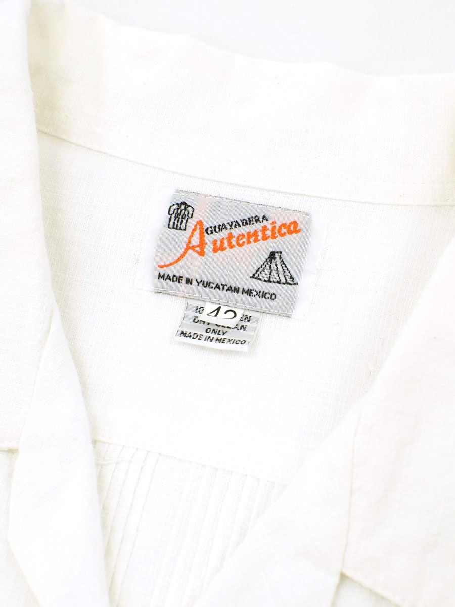 MEXICO製 GUAYABERA Autentica 100％リネン キューバシャツ 白 表記(42)