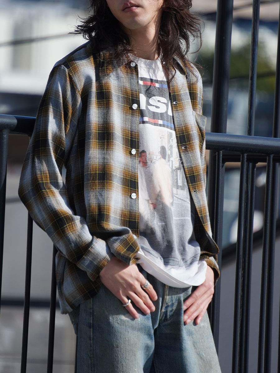 【好配色】希少60’s USA製オンブレネルシャツ レーヨンM Boxシルエット 好配色】希少60's USA製オンブレネルシャツ レーヨンM Boxシルエット