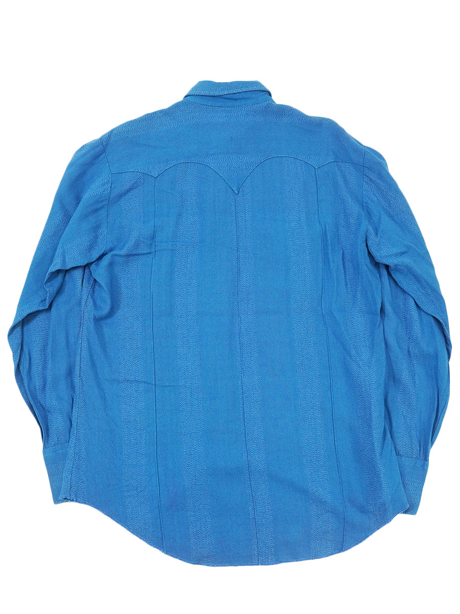 60'S LONG TAIL L/S RAYON WESTERN SHIRT BLUE (SIZE.16-35)