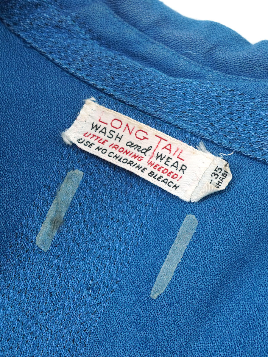 60'S LONG TAIL L/S RAYON WESTERN SHIRT BLUE (SIZE.16-35)