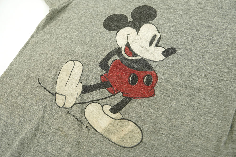 70's Walt Disney ミッキーマウス 霜降りグレー リンガーTシャツ 表記