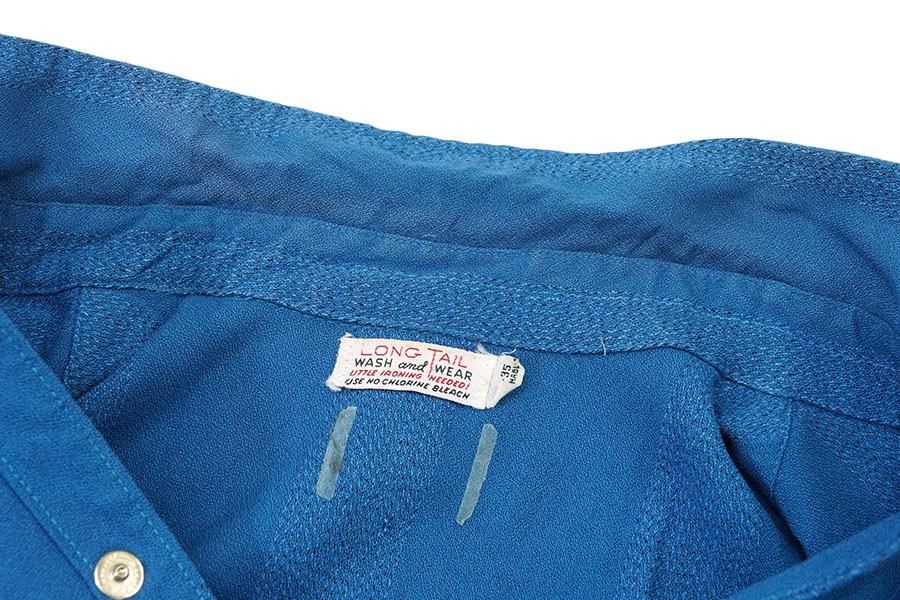 60'S LONG TAIL L/S RAYON WESTERN SHIRT BLUE (SIZE.16-35)