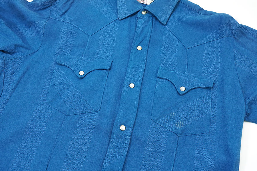 60'S LONG TAIL L/S RAYON WESTERN SHIRT BLUE (SIZE.16-35)