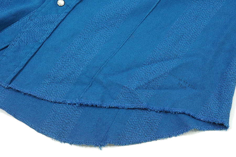 60'S LONG TAIL L/S RAYON WESTERN SHIRT BLUE (SIZE.16-35)