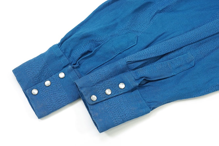 60'S LONG TAIL L/S RAYON WESTERN SHIRT BLUE (SIZE.16-35)