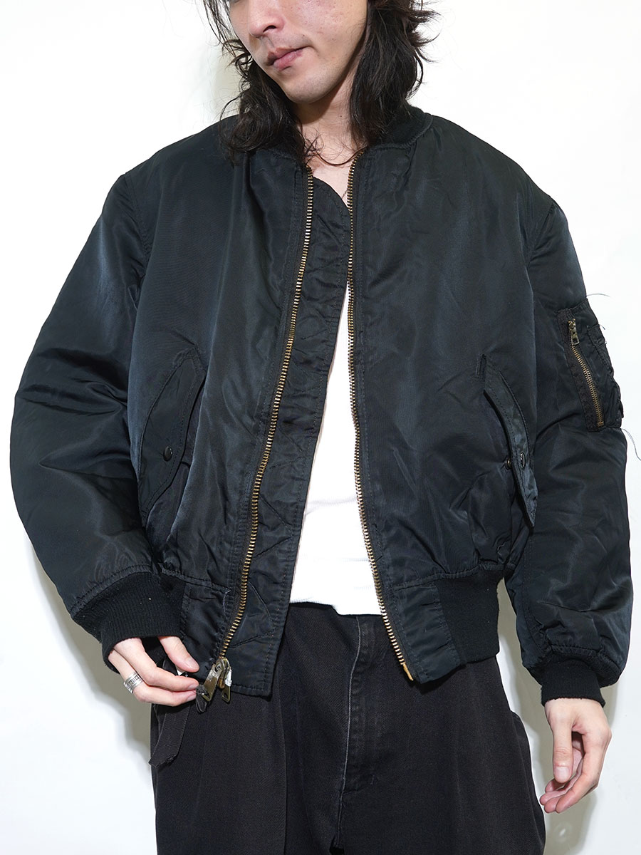 USA製 ALPHA INDUSTRIES MA-1 フライトジャケット ブラック 表記(LARGE