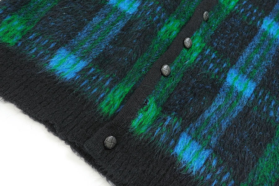 60's CAMPUS ウール×モヘア 好配色チェック柄 ニットカーディガン 表記