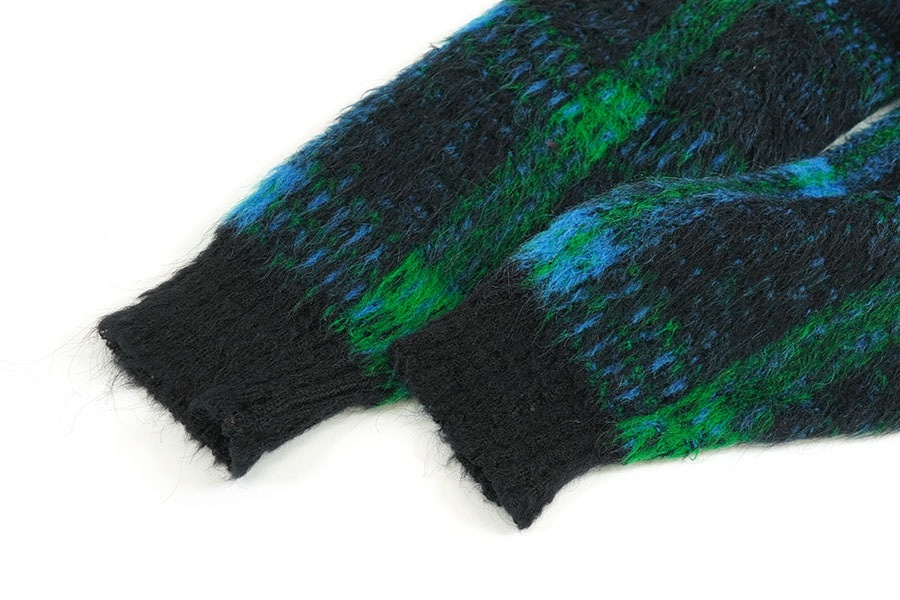 60's CAMPUS ウール×モヘア 好配色チェック柄 ニットカーディガン 表記