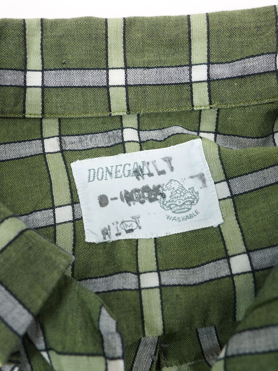 60's DONEGAL 好配色チェック 3点留め L/S ループカラーシャツ 表記(M